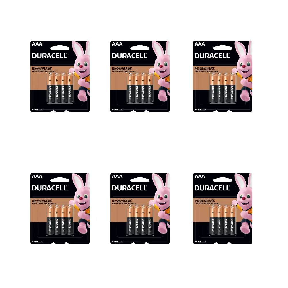 Pack 48 pilas AAA Duracell alcalinas en blister de 8 - OK Pack 48 pilas AAA Duracell alcalinas en blister de 8