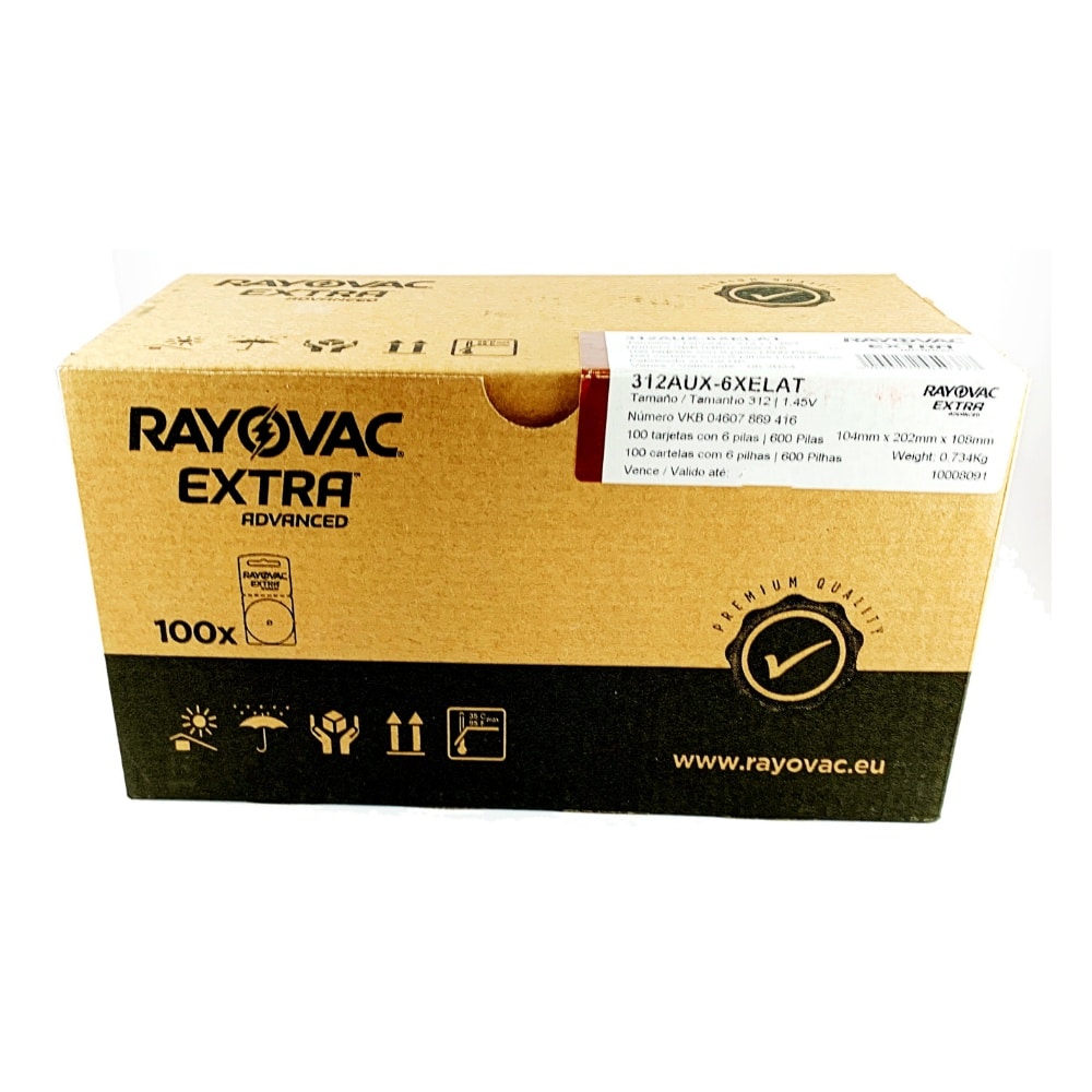 Caja 600 Pilas Audifonos Rayovac Extra Advanced 312 OK Caja 600 pilas auditivas 312 Rayovac extra para audifonos