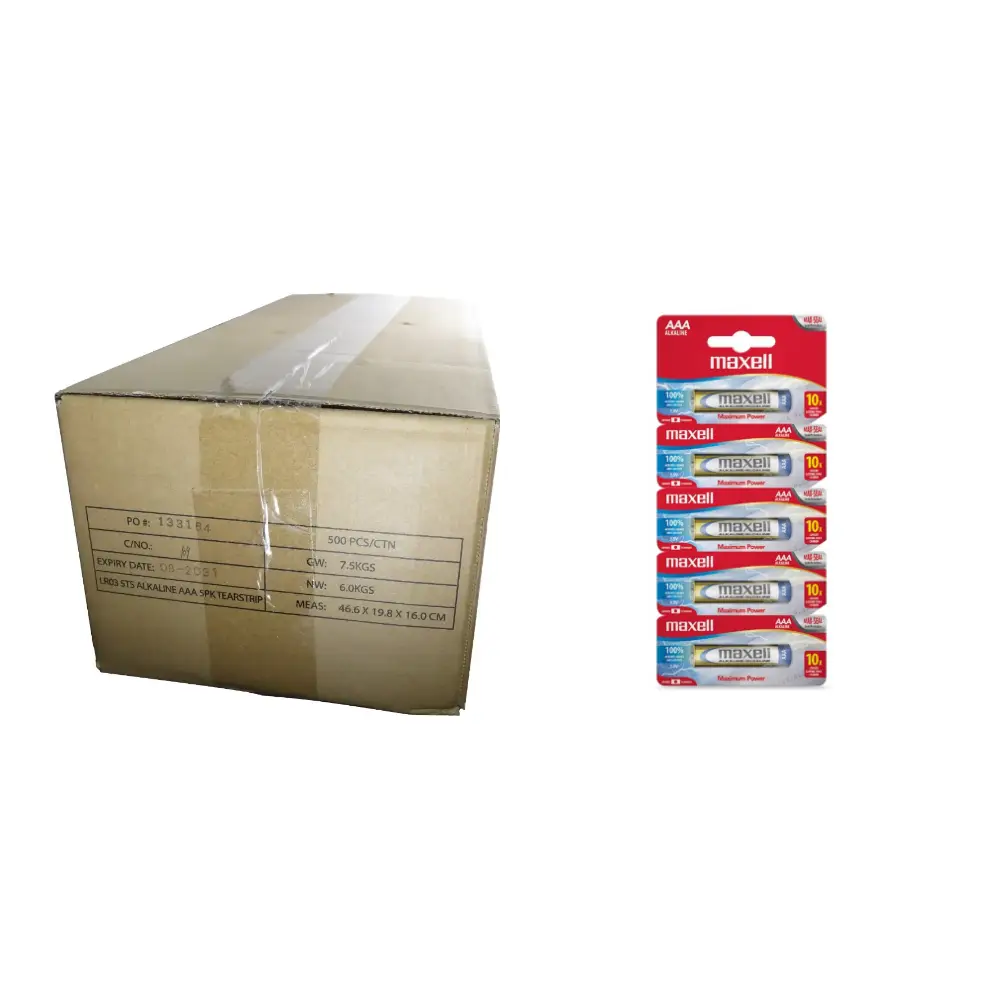 Pila AAA Maxell Alcalina caja 500 prepicado set x5 - ok Pila AAA Maxell Alcalina caja 500 prepicado set x5